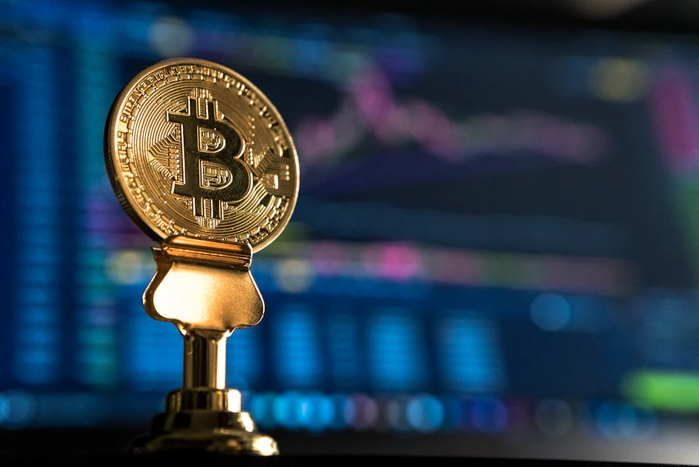 Bitcoin cryptocurrency on dark background