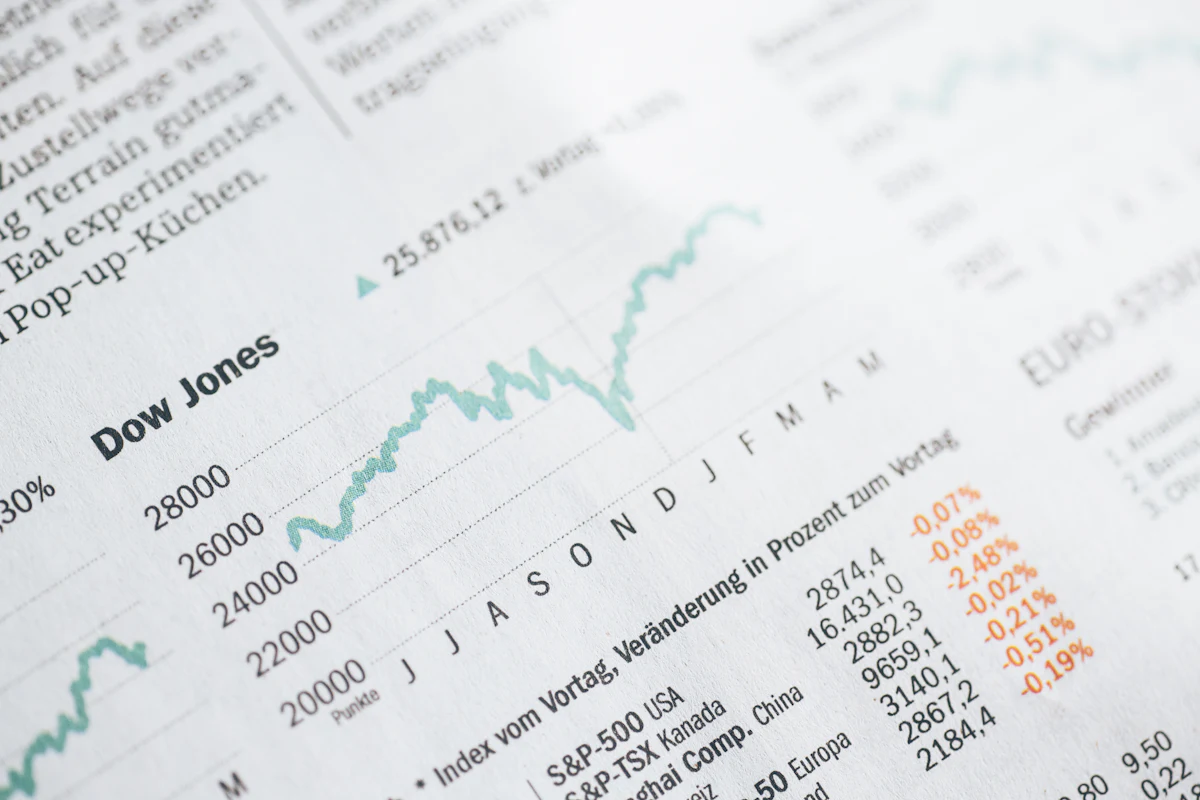 Stock market chart on a mobile phone screen
